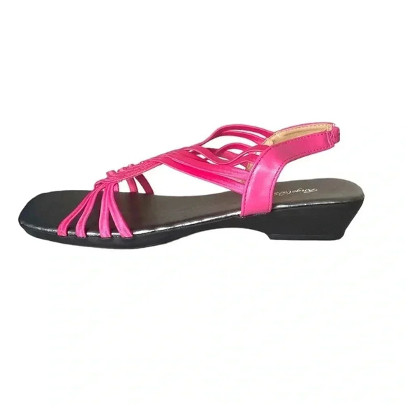 ANGEL STEPS | Patty Fuchsia Slingback Low Wedge Sandal Sizes 8 & 9 - Picture 1 of 7